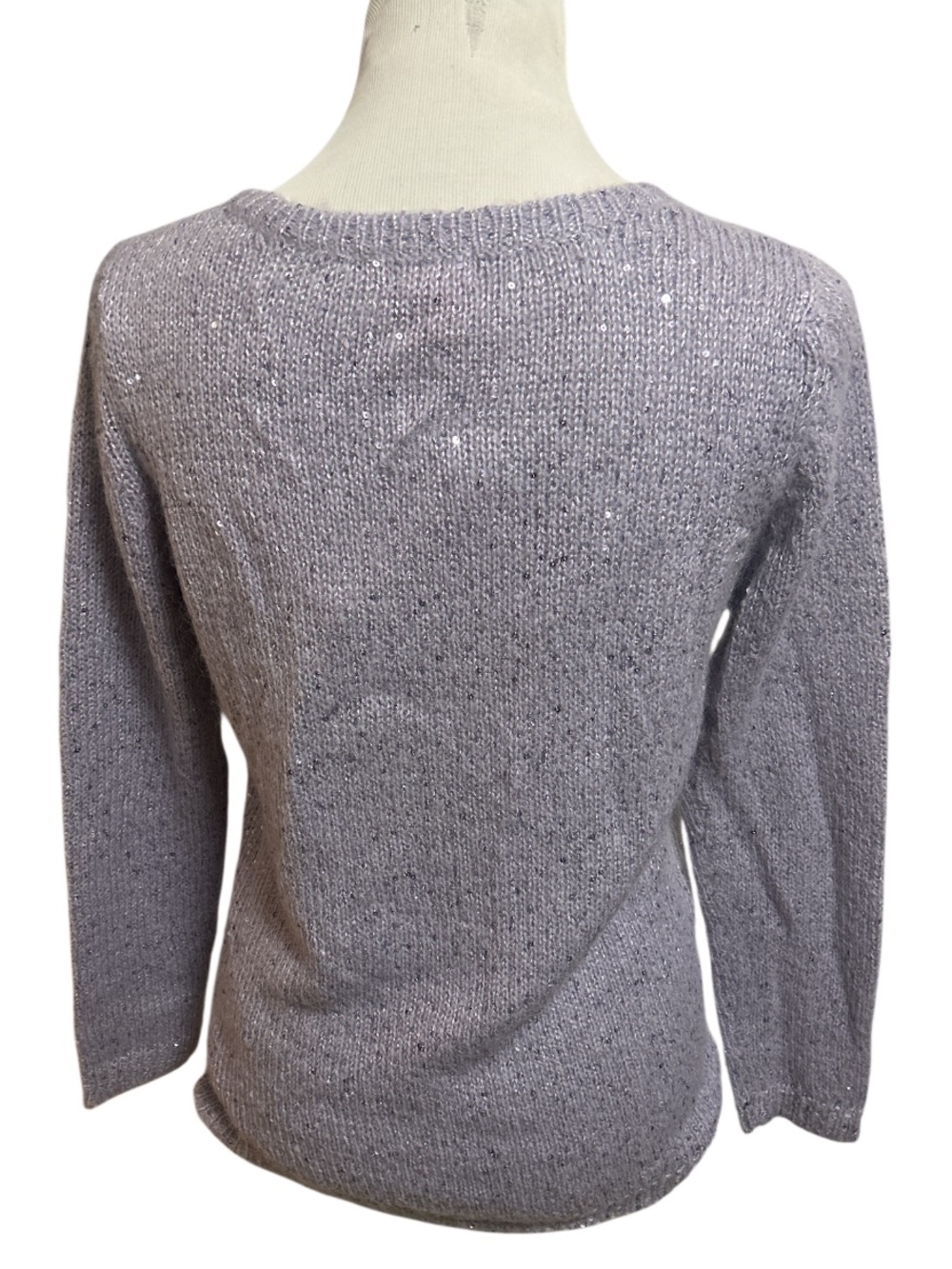 NWT Joe Fresh Shimmering Lavender Knit Sweater V-Neck Holiday Party Size Small - Picture 3 of 5